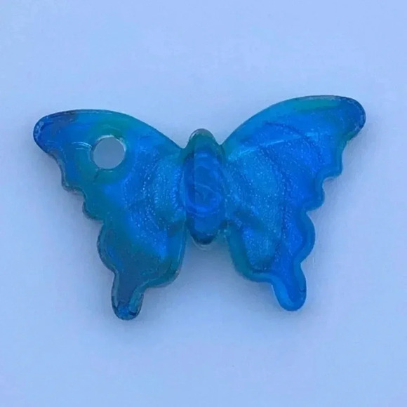 Gorgeous Aqua Blue & Gold Murano Glass Butterfly Necklace Pendant NWT - Picture 3 of 4